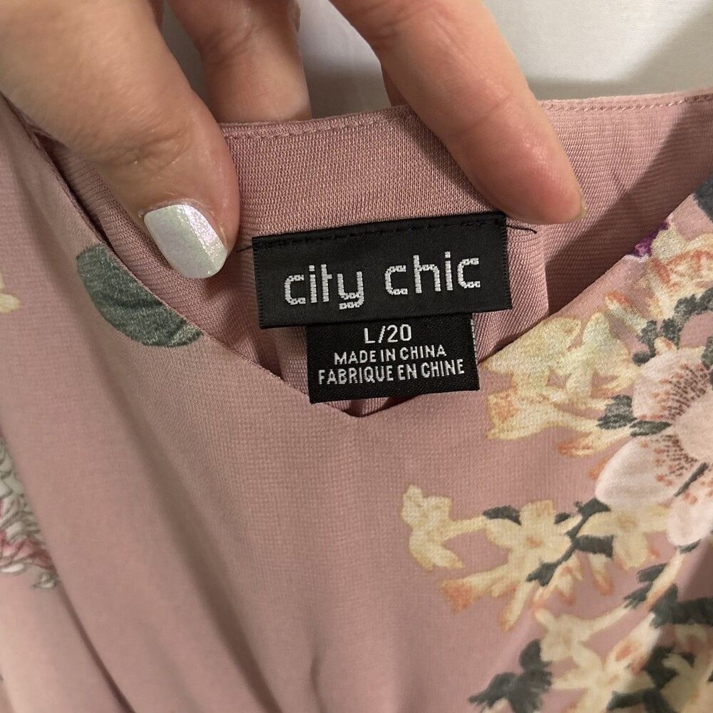 City Chic Maxi Mila Pink Floral Adjustable Strap Maxi Dress L/20 Wedding Guest - Picture 5 of 9